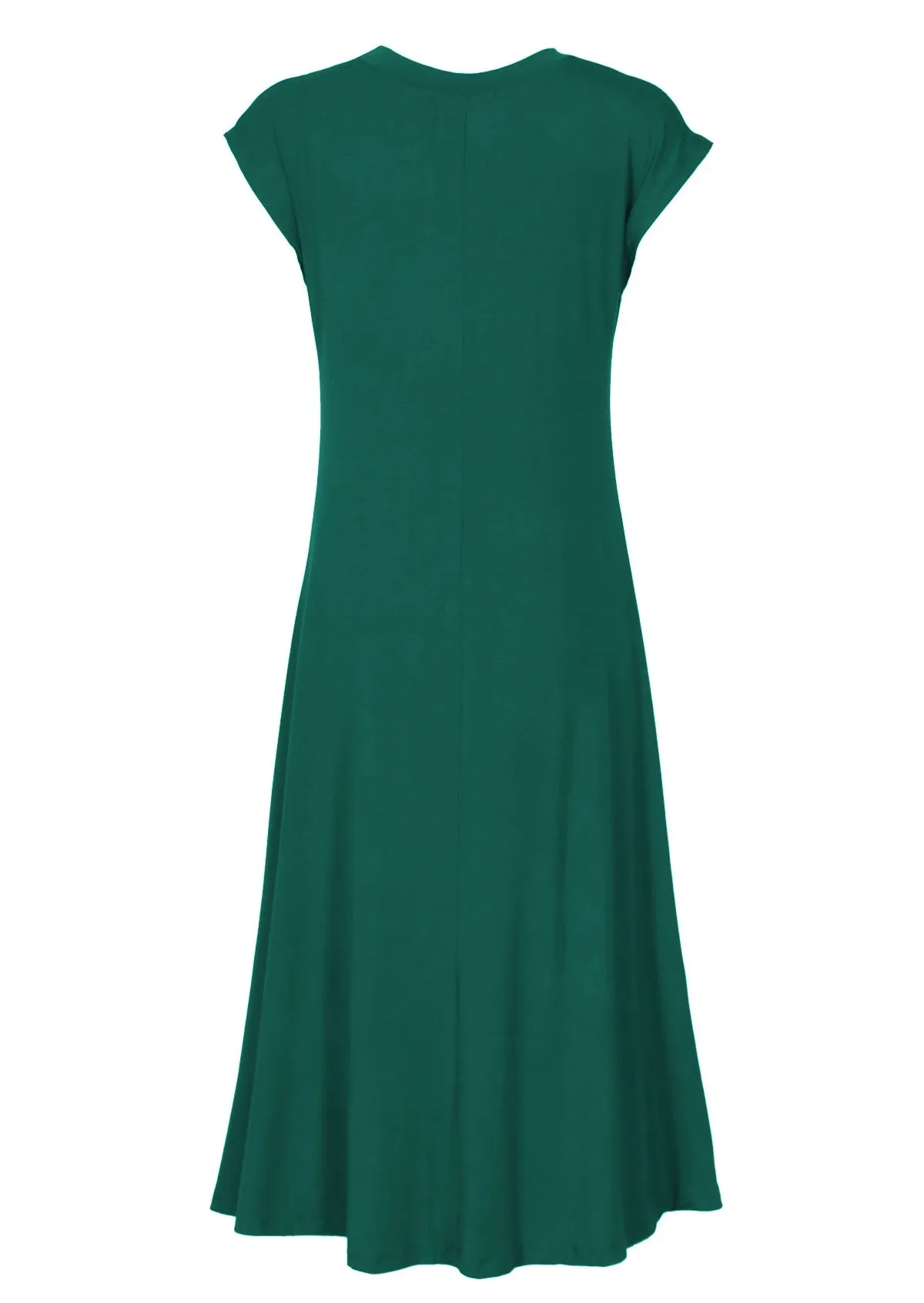 A-line Stretch Rayon Dress Jade Green