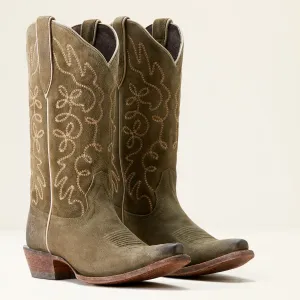 Ariat Ladies 10053792 Jukebox Cowboy Boots in Soft Olive Suede