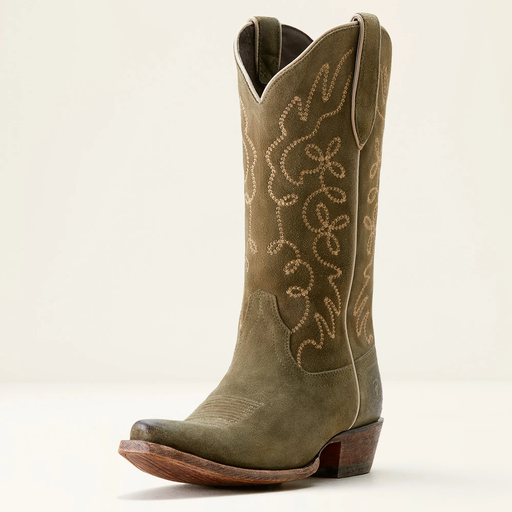 Ariat Ladies 10053792 Jukebox Cowboy Boots in Soft Olive Suede