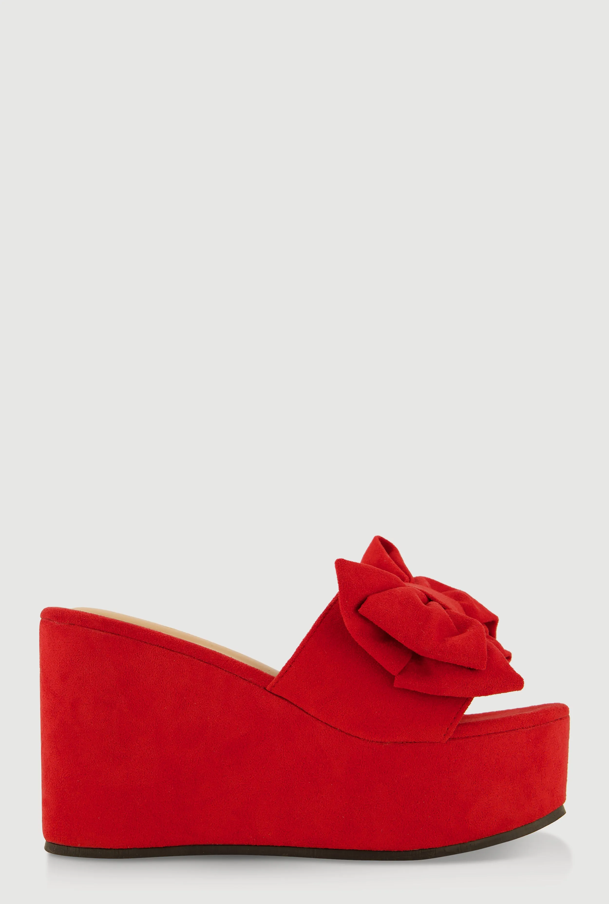 Bow Platform Wedge Slide Sandals