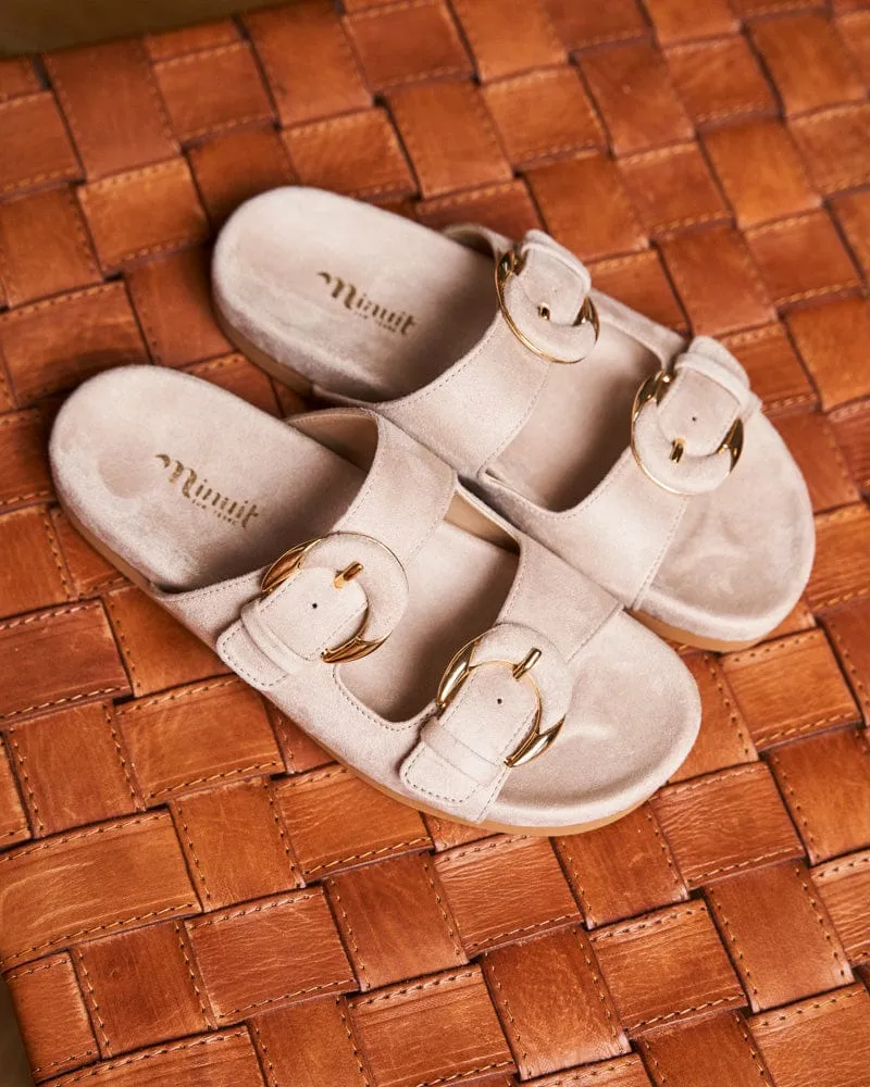 Camellia Vegan Suede Sandals | Almond