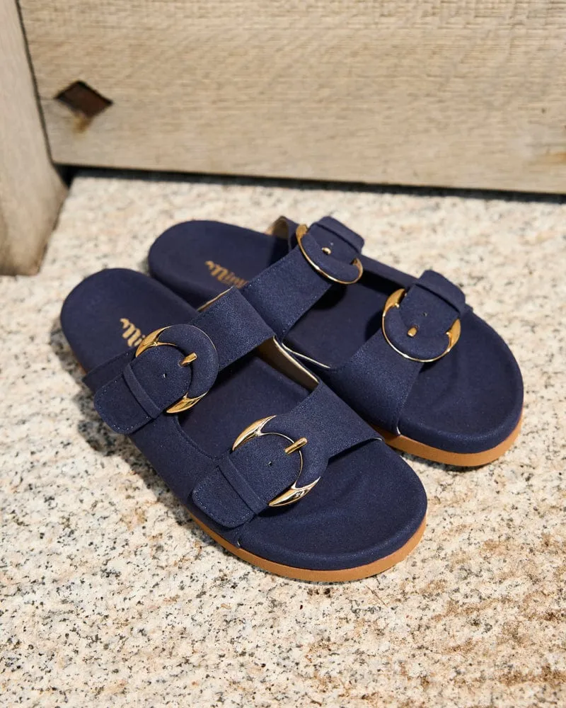 Camellia Vegan Suede Sandals | Midnight Blue