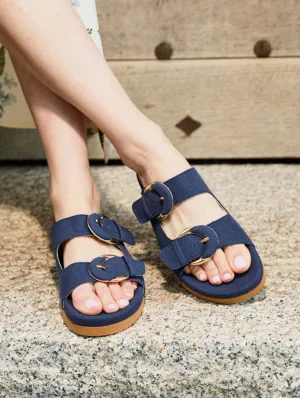 Camellia Vegan Suede Sandals | Midnight Blue