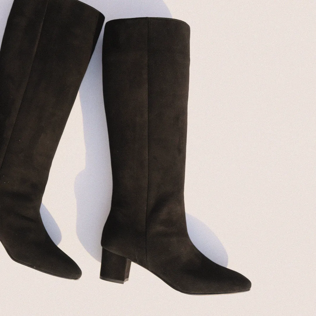 DEVII - suede mid heel boots