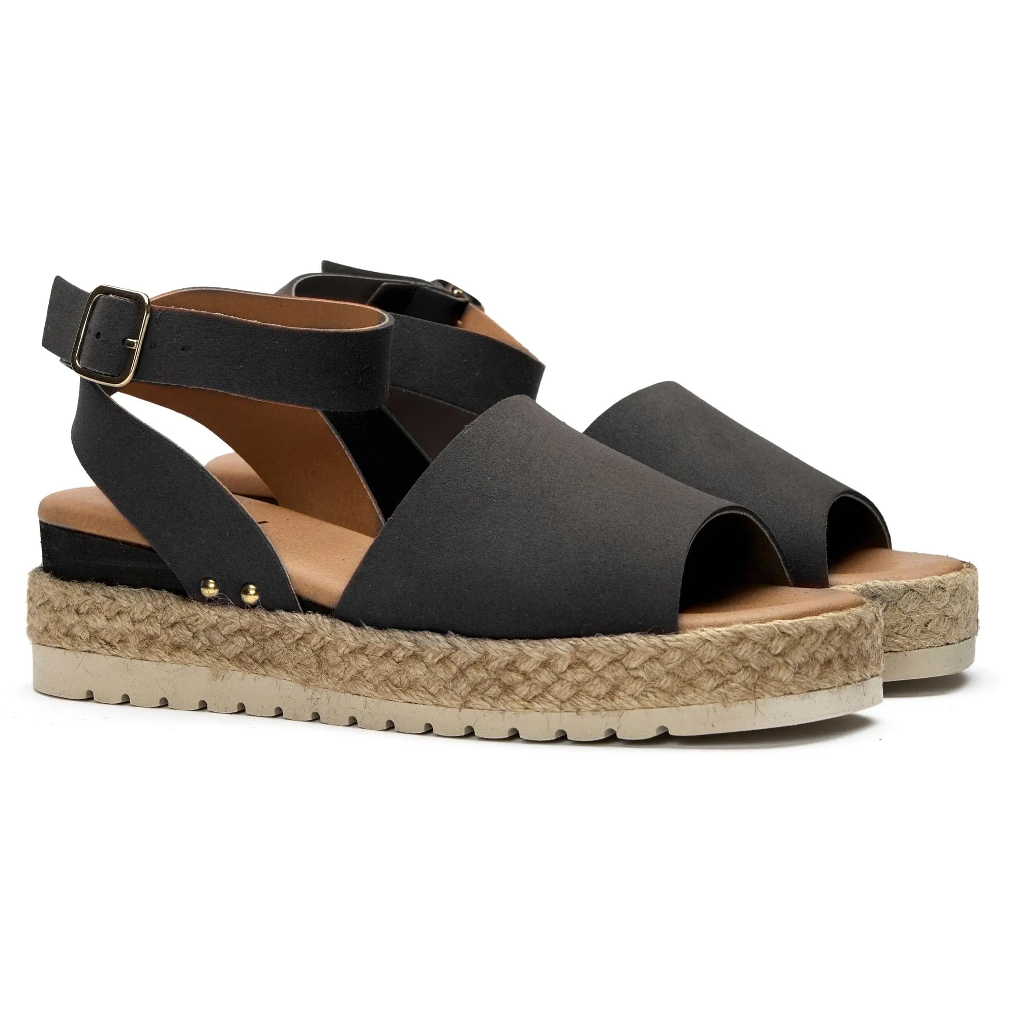 Dragon Women's Vegan Suede Espadrille Sandals | Black