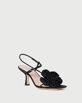 Frank Black Moiré Flower Sandal