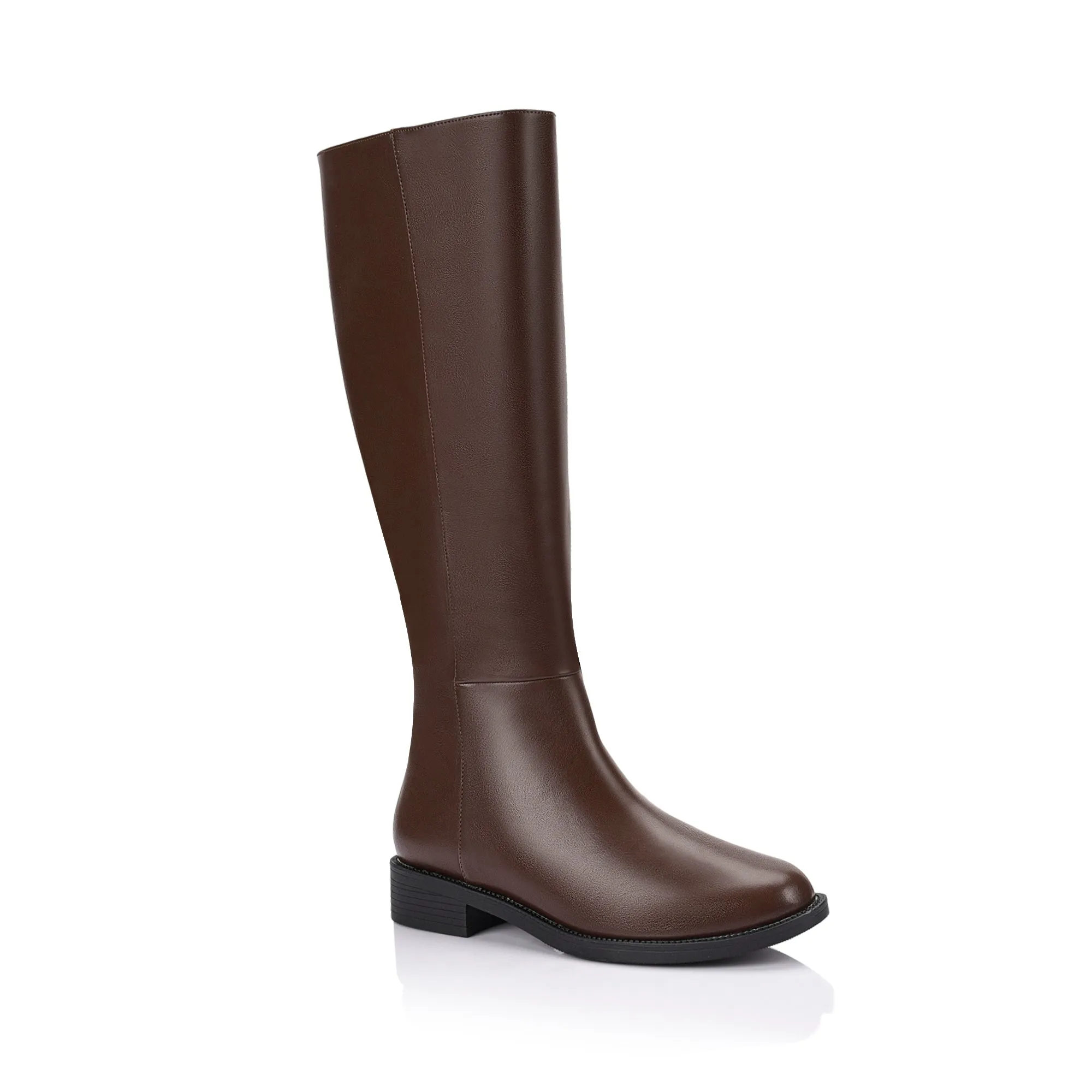 Gabe Flat Knee High Boots - Chocolate Brown