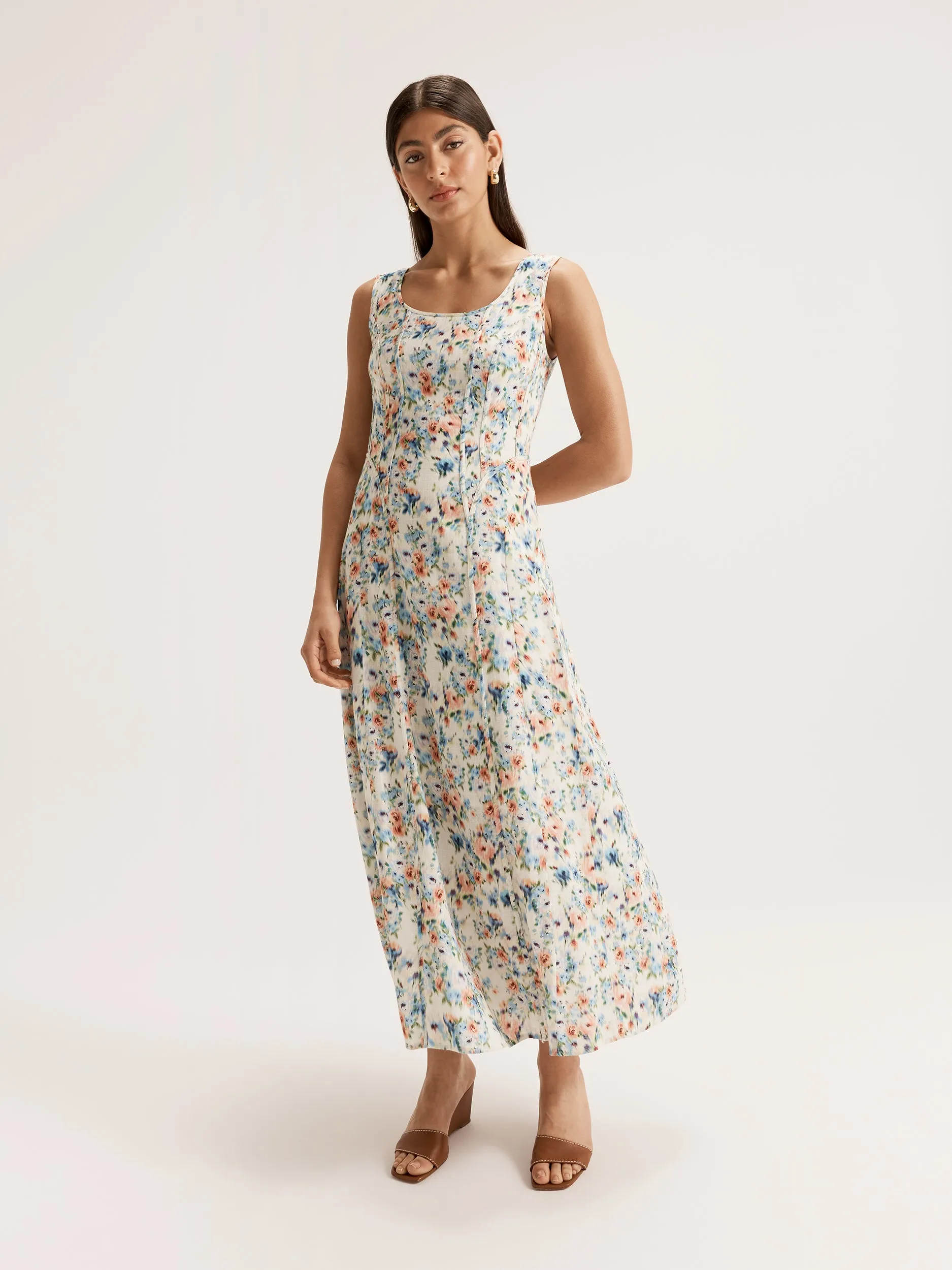 Hazy Floral Panelled Dress