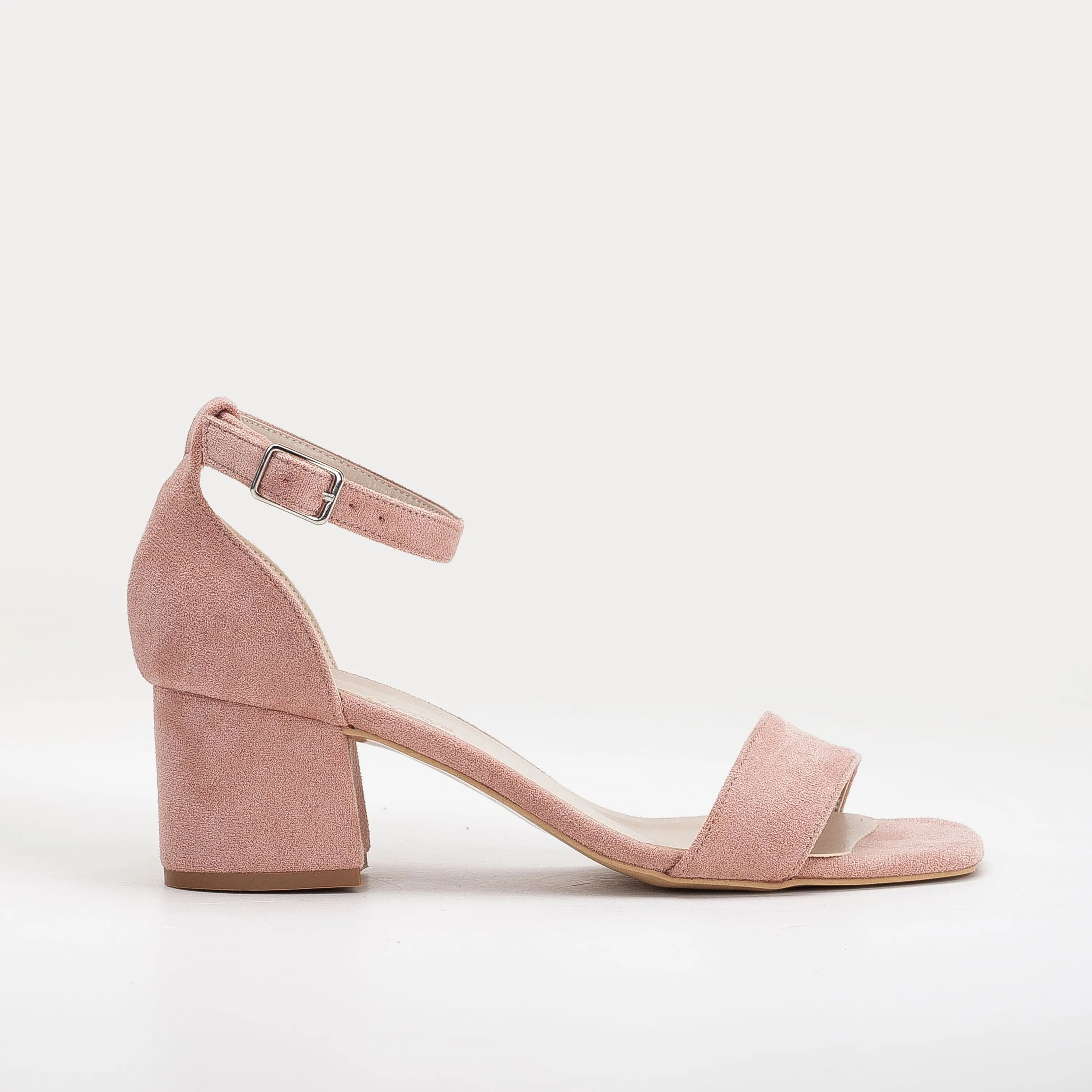Illy Vegan Suede Pearl Block Heels | Dusty Pink