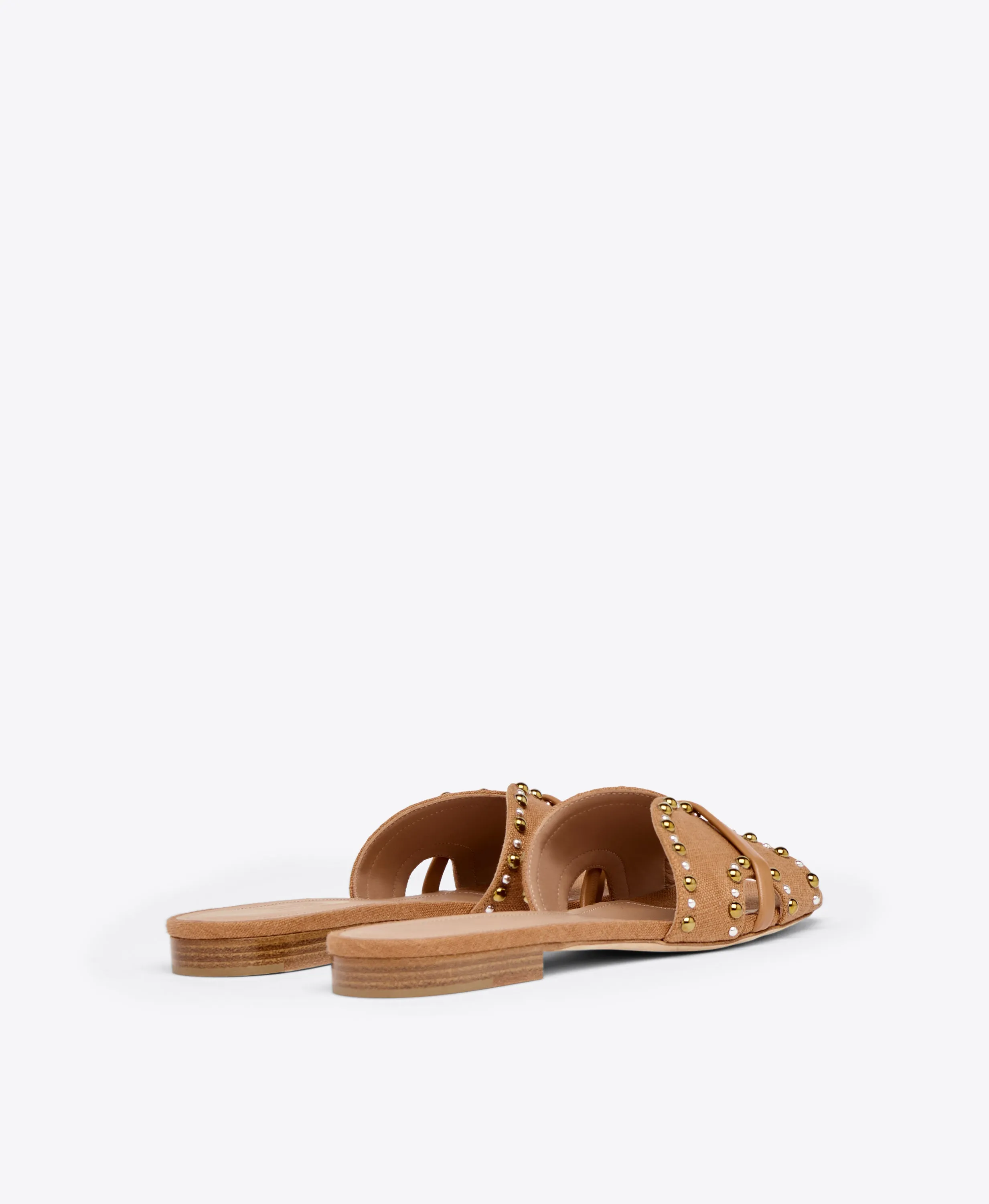 Keke Brown Linen Flat Sandals