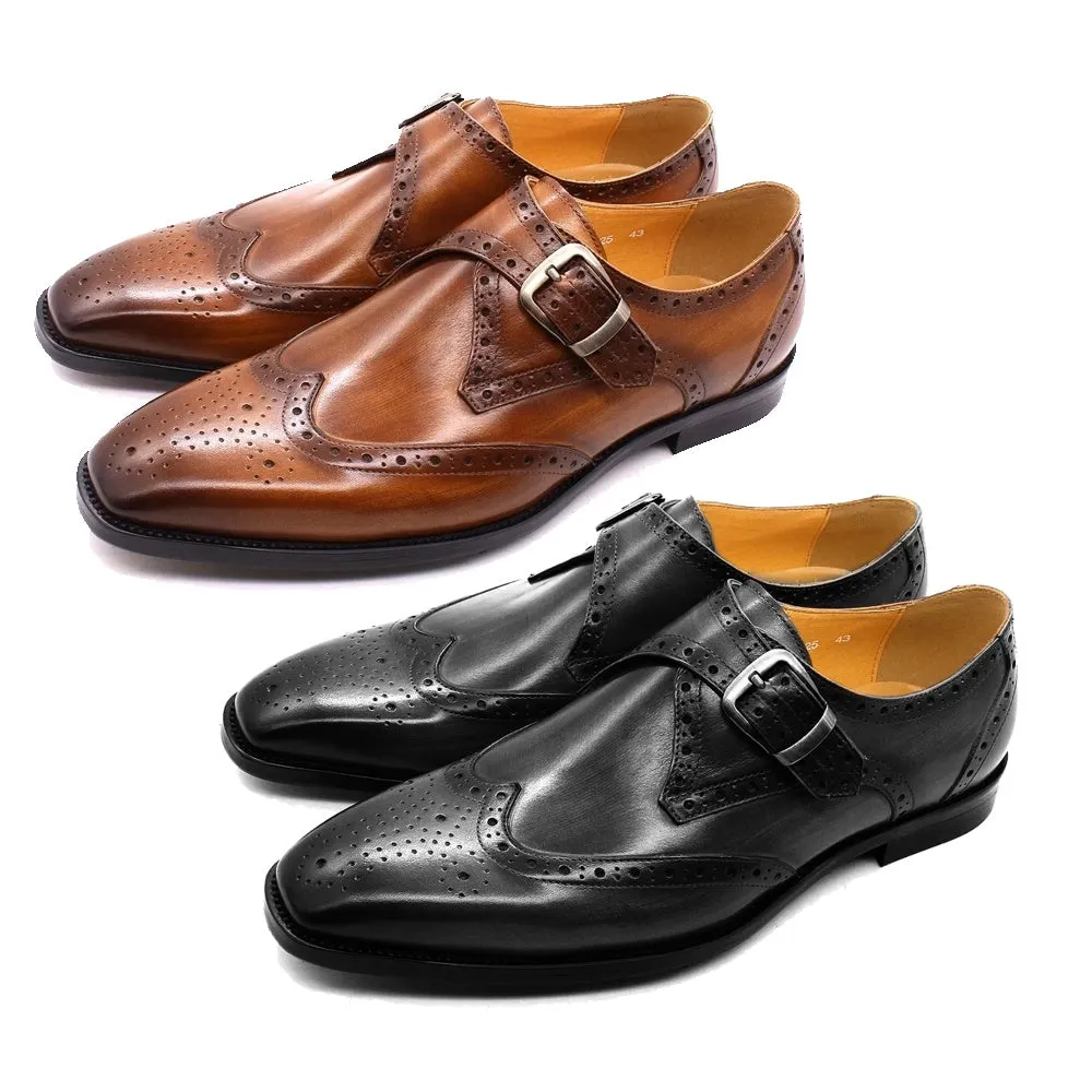 Luxury Genuine Leather Wingtip Oxfords for Men  Formal Dress Shoes