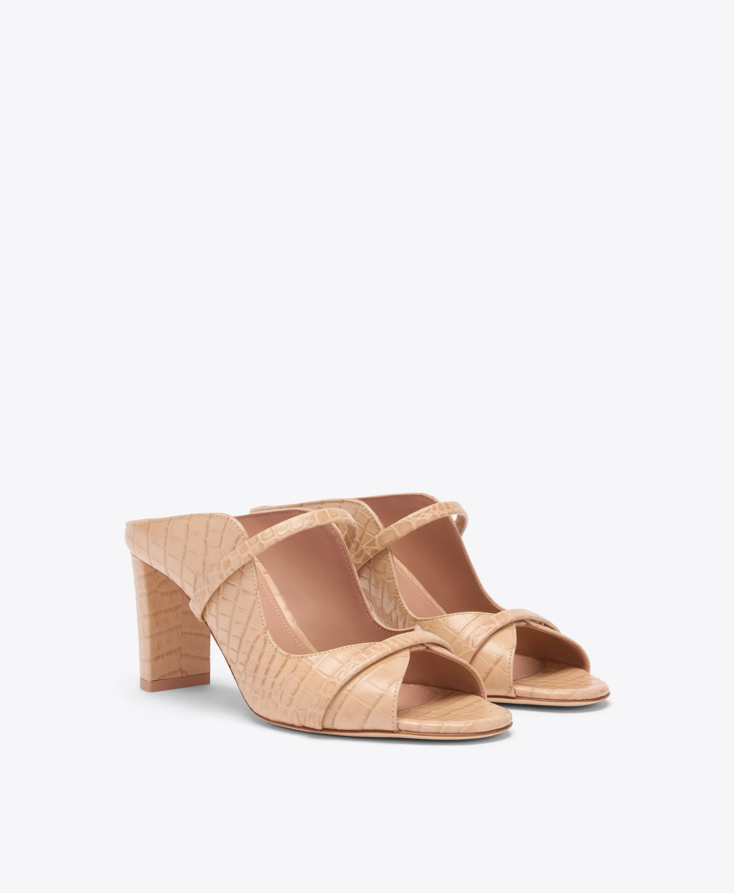 Norah 70 Buff Embossed Leather Sandals