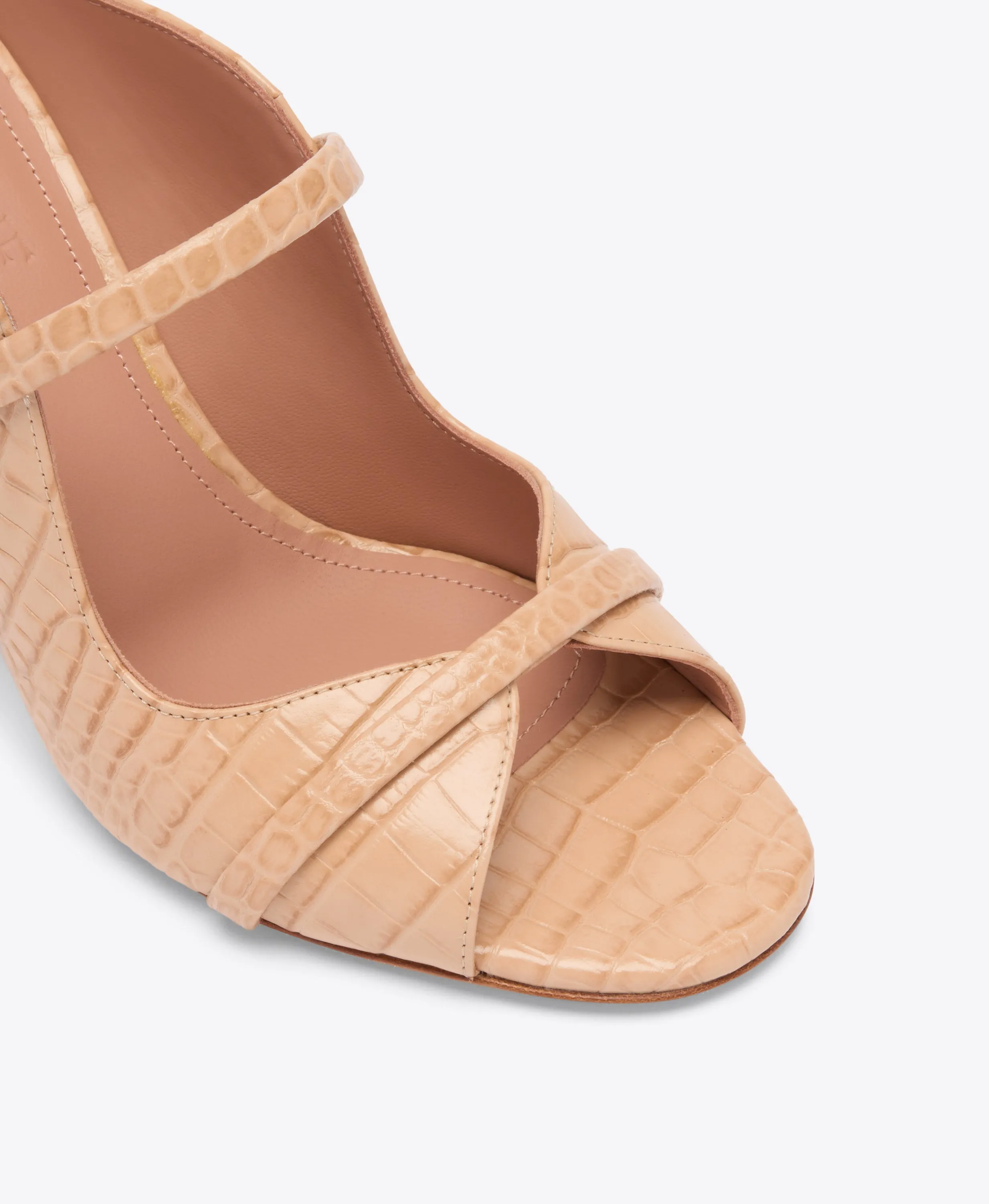 Norah 70 Buff Embossed Leather Sandals