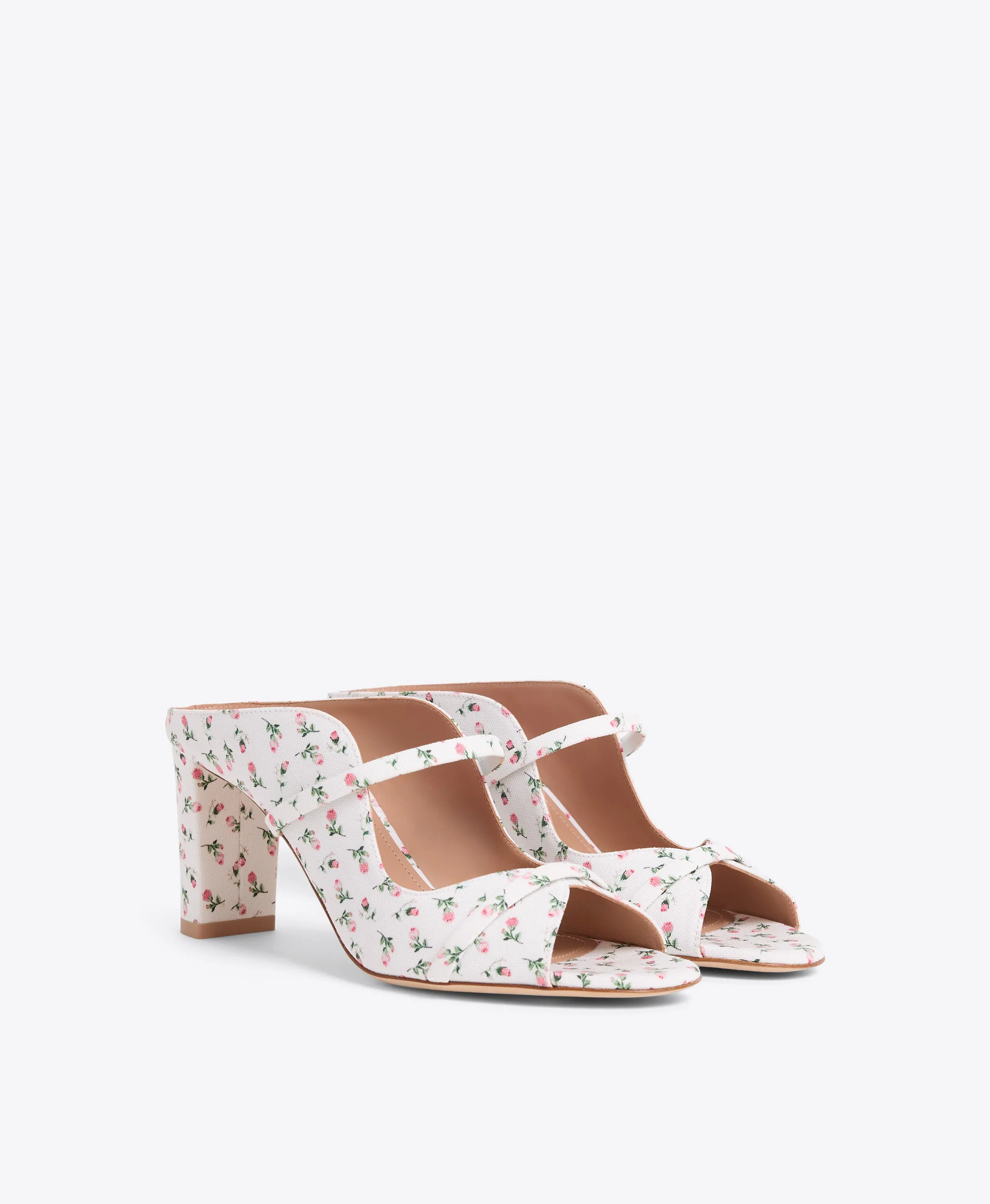 Norah 70 White Floral Heeled Sandals
