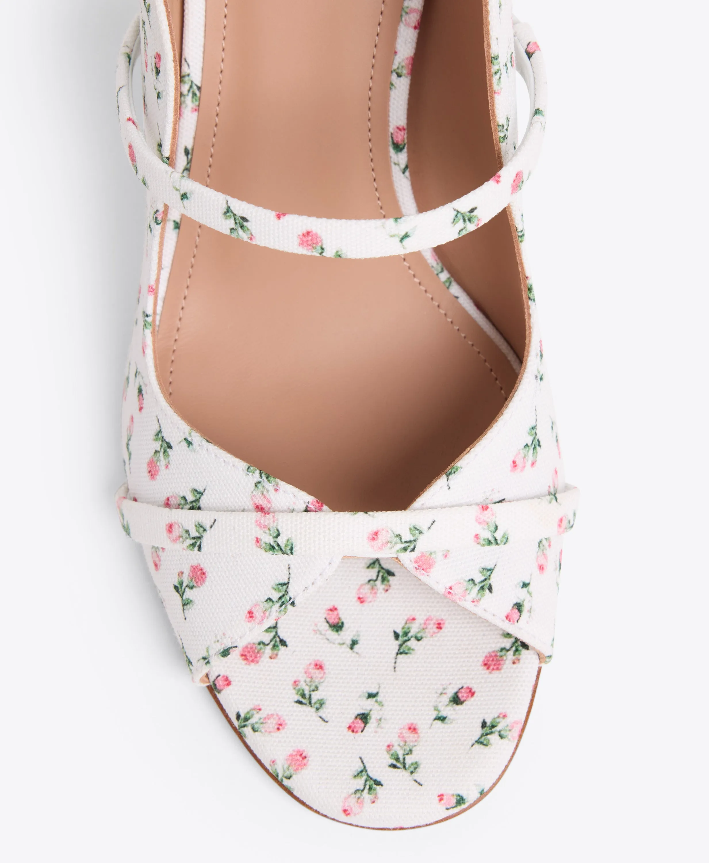 Norah 70 White Floral Heeled Sandals