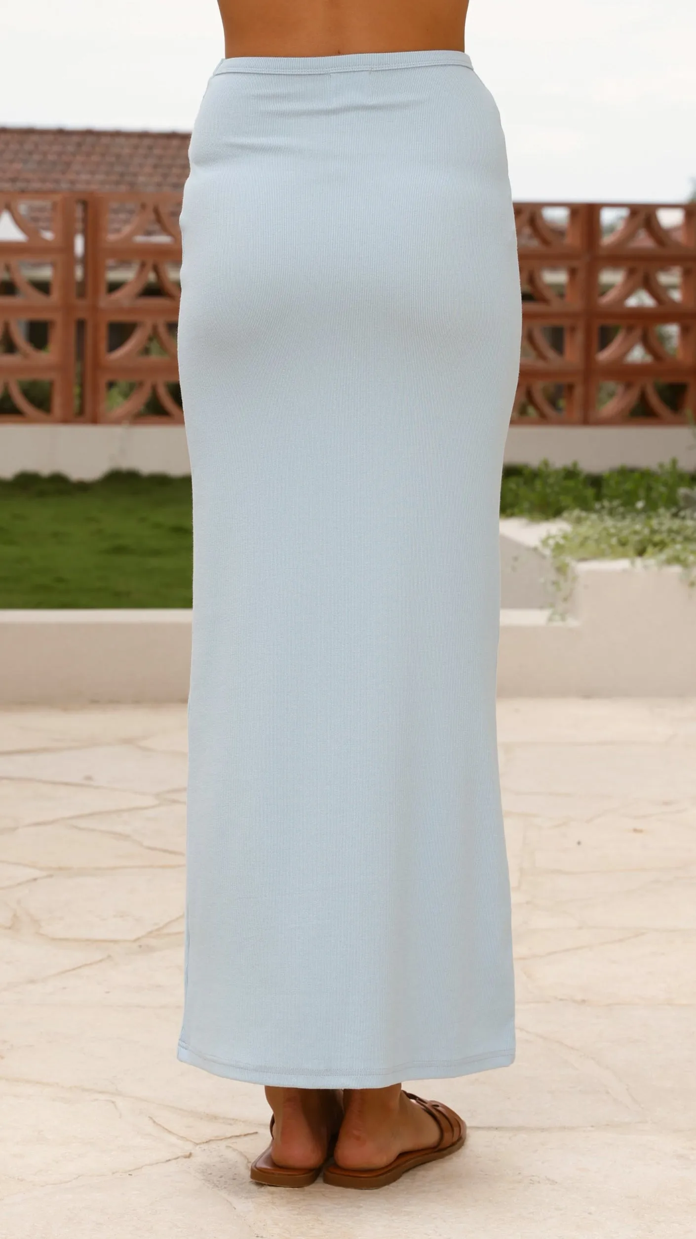 Rahela Button Top and Maxi Skirt Set - Light Blue