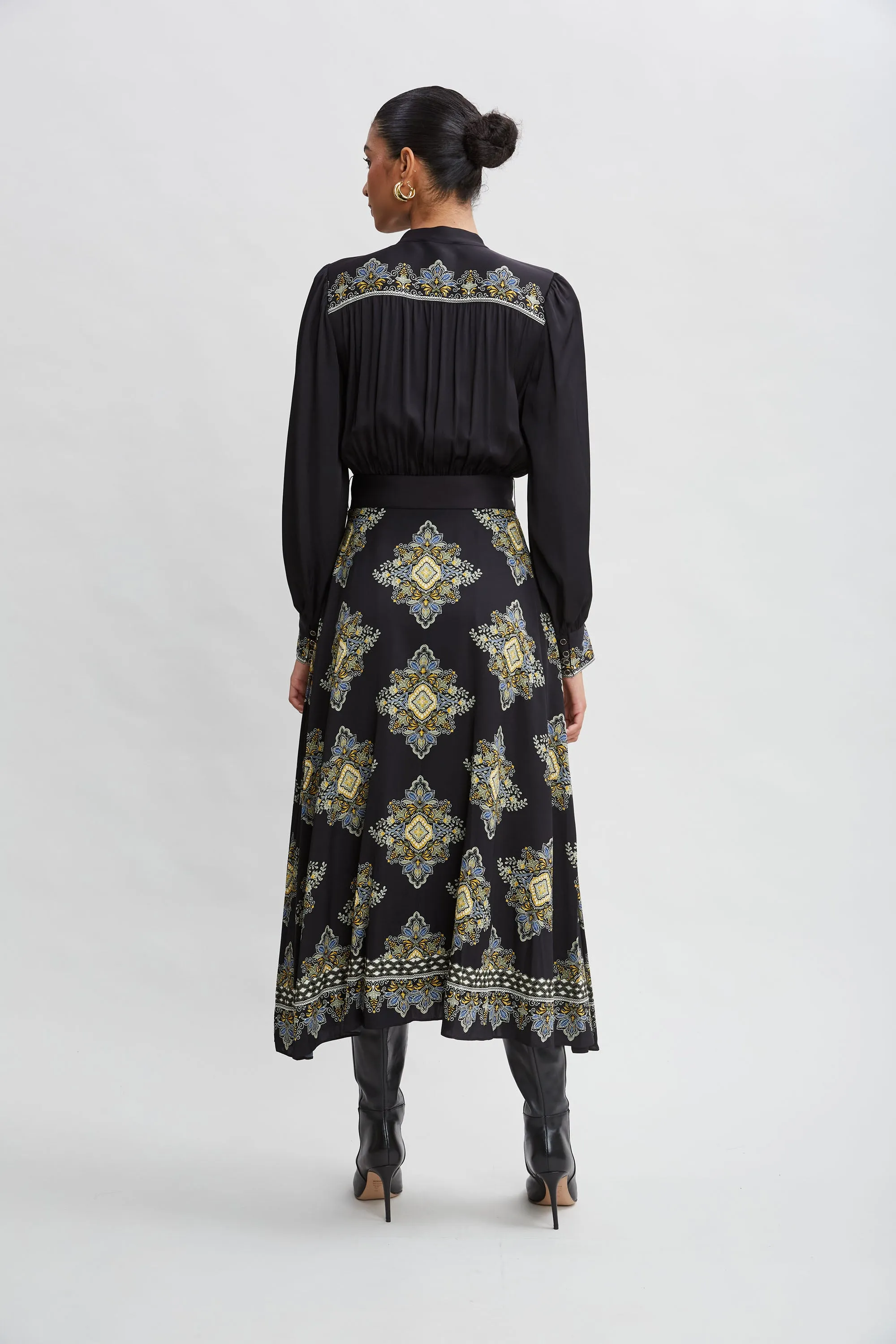 Silk Geometric Midi Dress