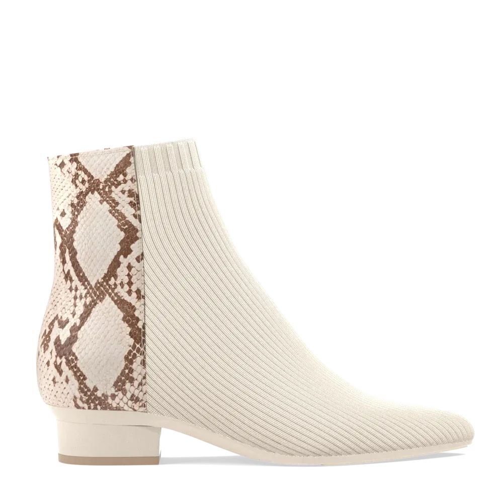 The Bootie - Ivory Snakeskin & Knit - FINAL SALE