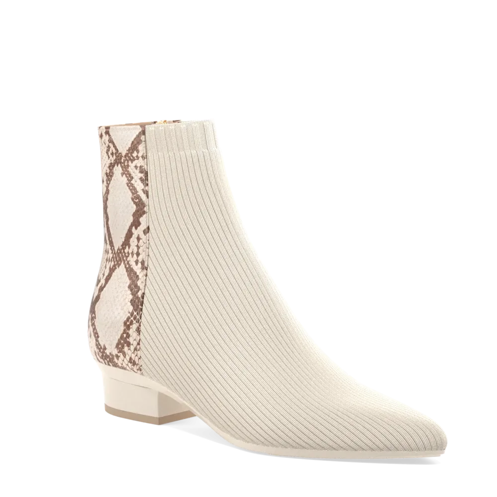 The Bootie - Ivory Snakeskin & Knit - FINAL SALE
