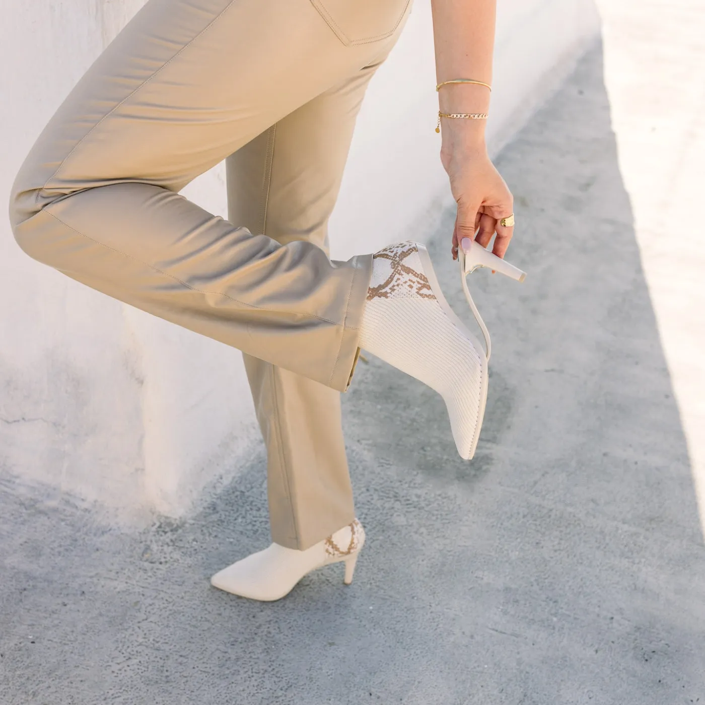 The Bootie - Ivory Snakeskin & Knit - FINAL SALE