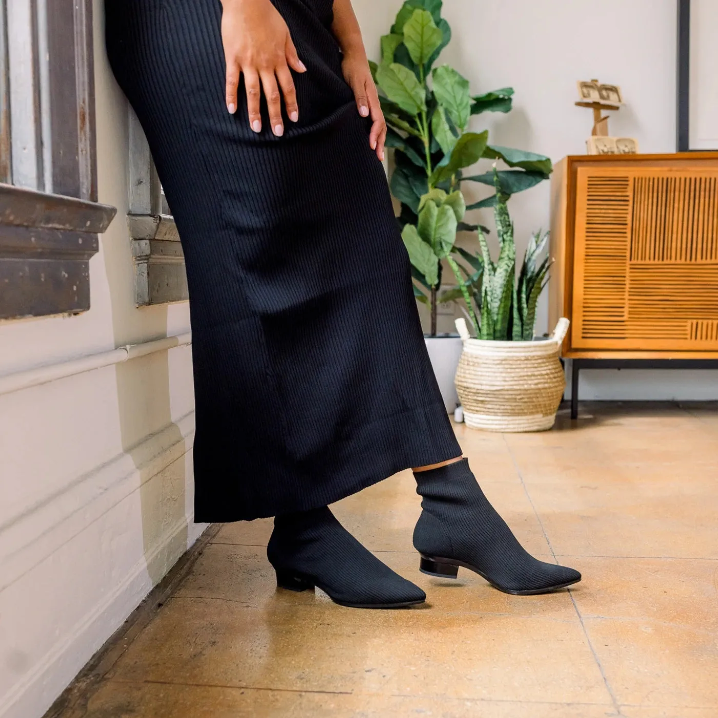 The Bootie Wide Width - Coal Knit 3 Stiletto - FINAL SALE