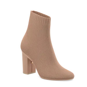 The Josie Bootie - Latte Knit 4 Block - FINAL SALE
