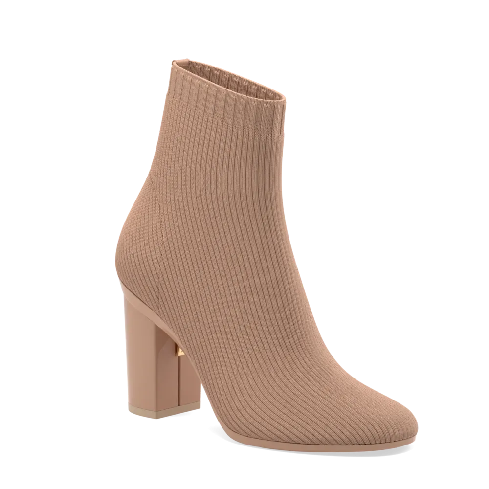 The Josie Bootie - Latte Knit 4 Block - FINAL SALE