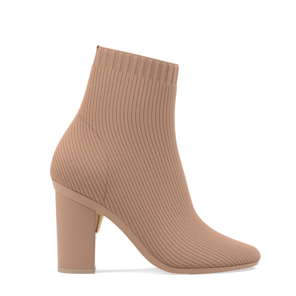 The Josie Bootie - Latte Knit 4 Block - FINAL SALE