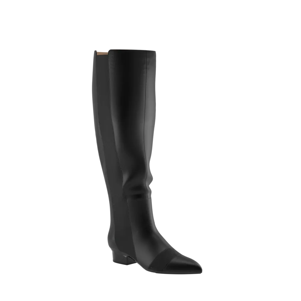 The Knee High Boot Coal Leather   Stiletto Heel Kit 4 Coal - FINAL SALE