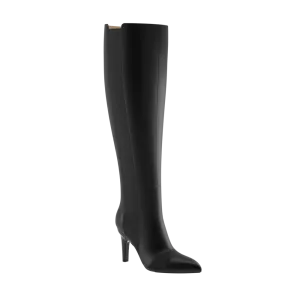 The Knee High Boot Coal Leather   Stiletto Heel Kit 4 Coal - FINAL SALE