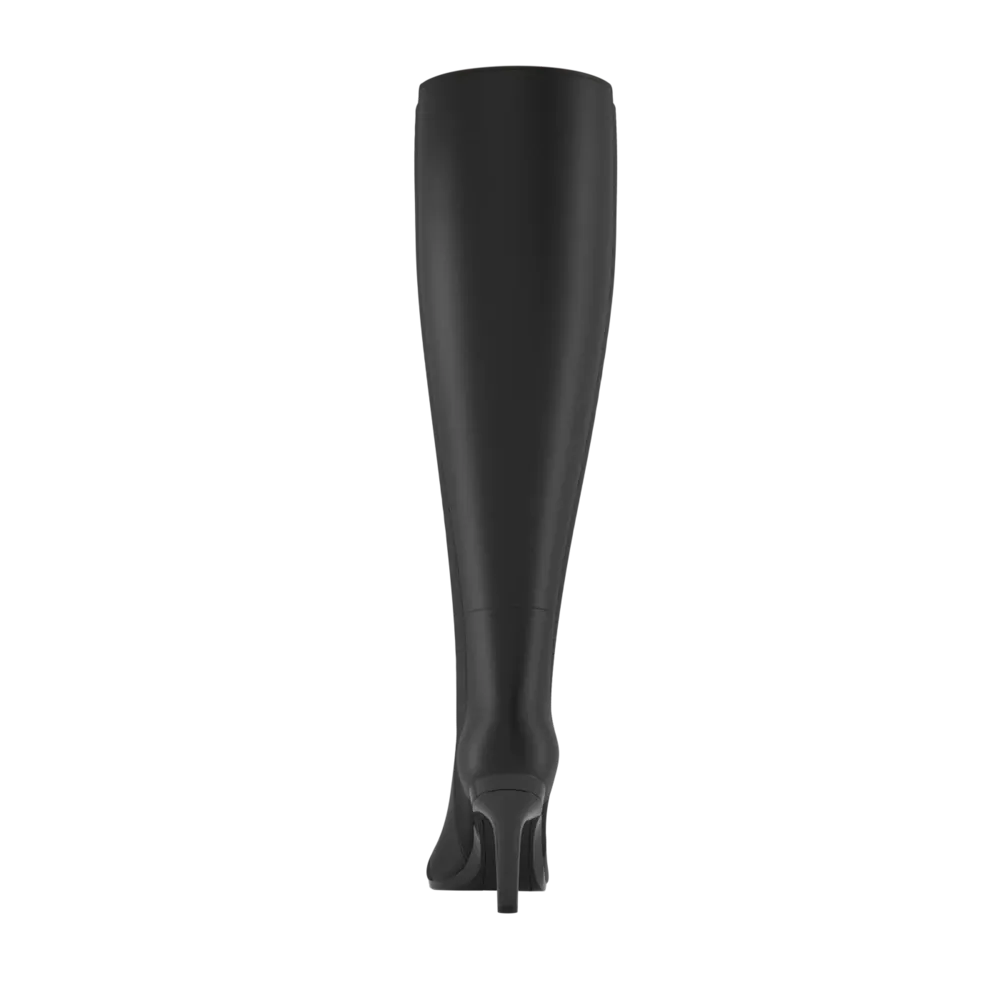 The Knee High Boot Coal Leather   Stiletto Heel Kit 4 Coal - FINAL SALE