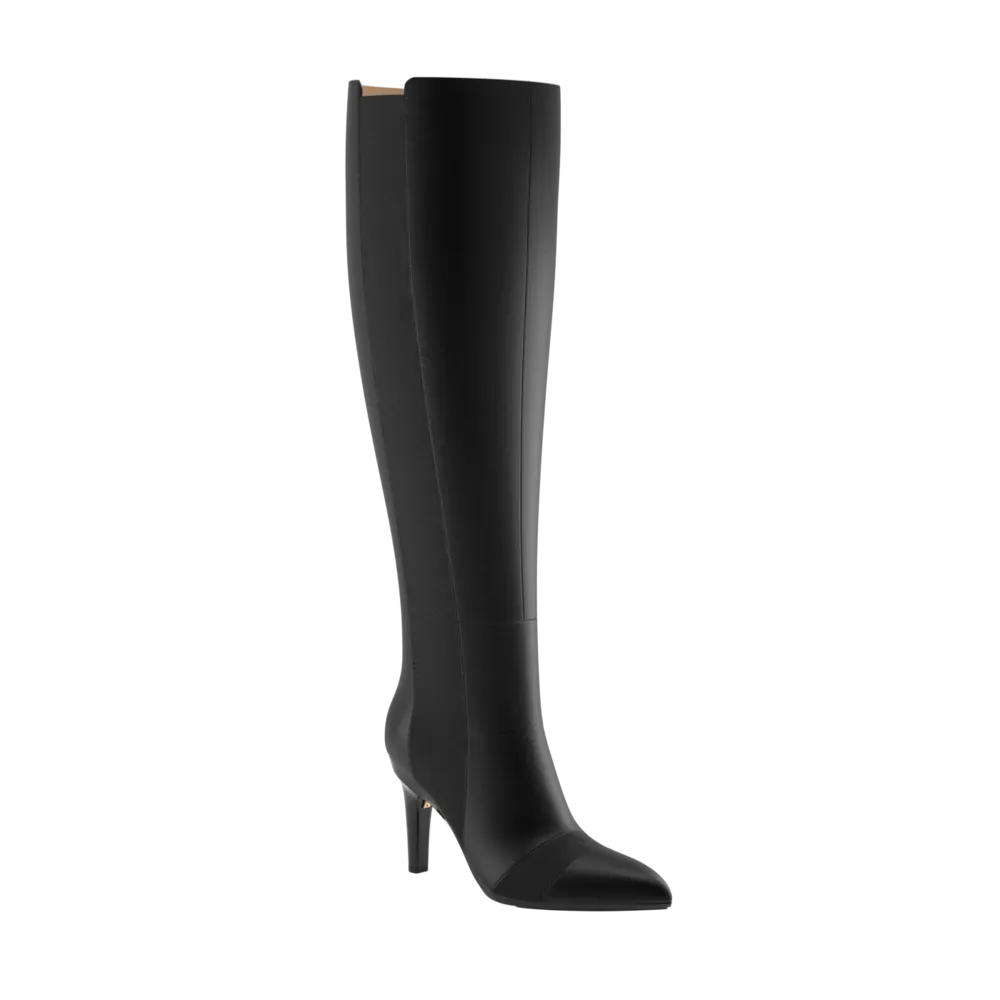 The Knee High Boot Coal Leather   Stiletto Heel Kit 4 Coal - FINAL SALE