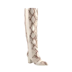 The Knee High Boot - Ivory Snakeskin 3 Block - FINAL SALE