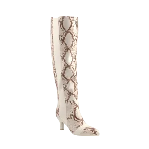 The Knee High Boot - Ivory Snakeskin 3 Stiletto - FINAL SALE