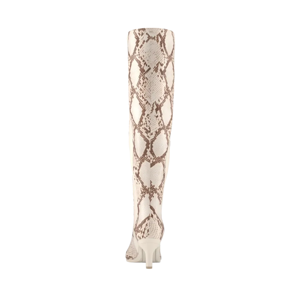 The Knee High Boot - Ivory Snakeskin 3 Stiletto - FINAL SALE