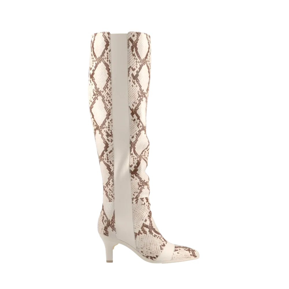 The Knee High Boot - Ivory Snakeskin 3 Stiletto - FINAL SALE