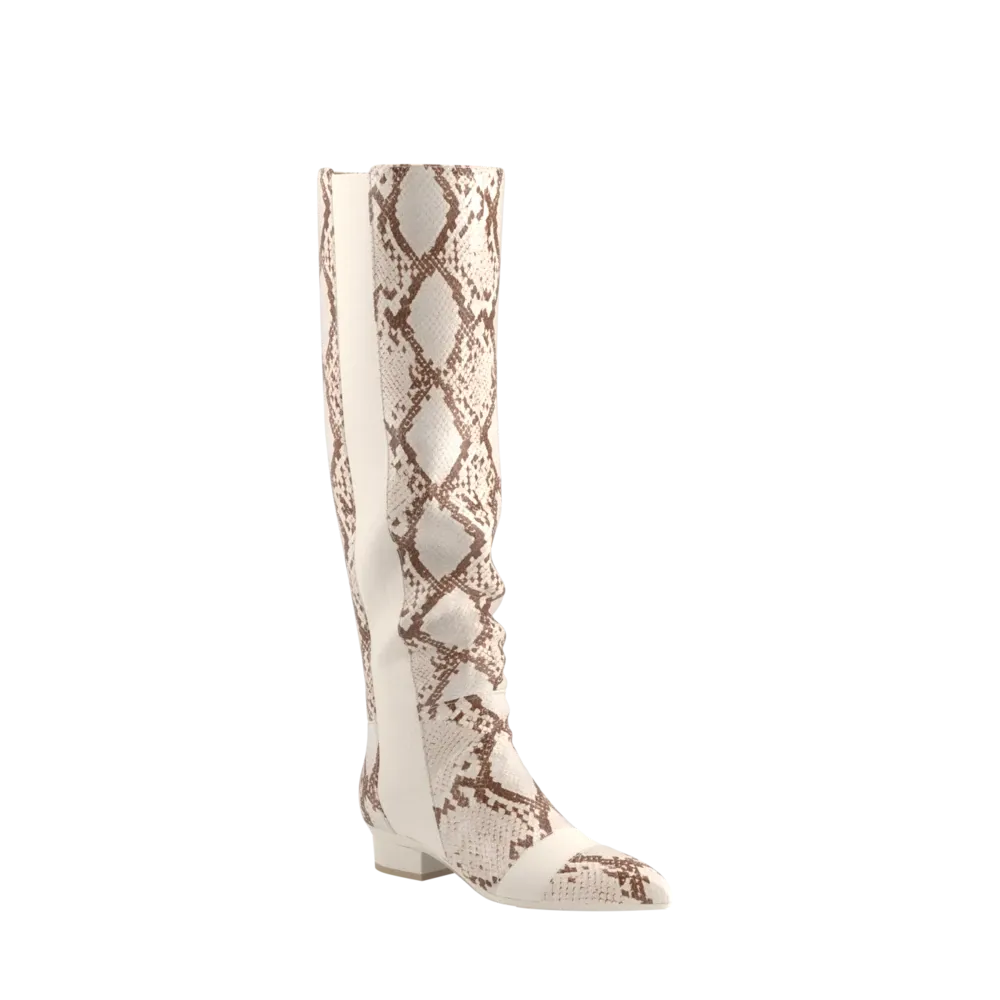 The Knee High Boot - Ivory Snakeskin 3 Stiletto - FINAL SALE