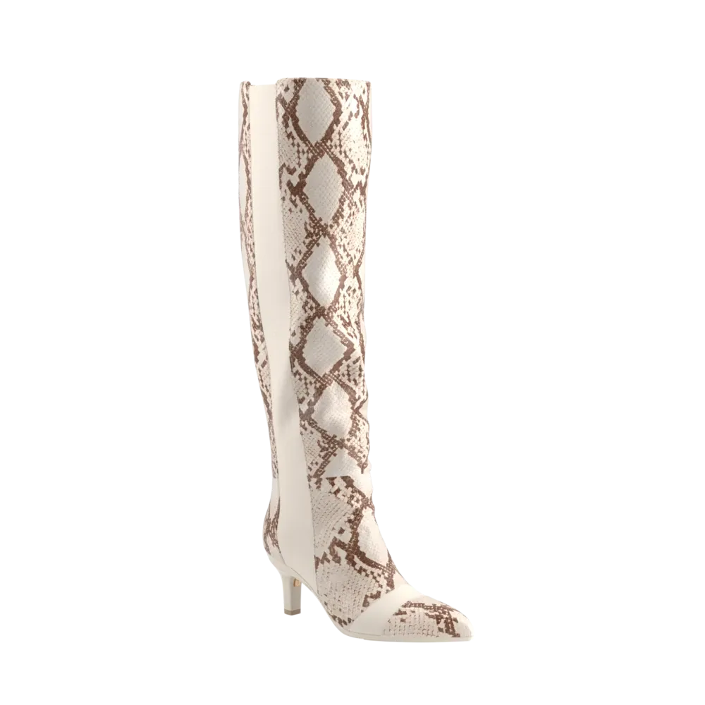 The Knee High Boot - Ivory Snakeskin 3 Stiletto - FINAL SALE