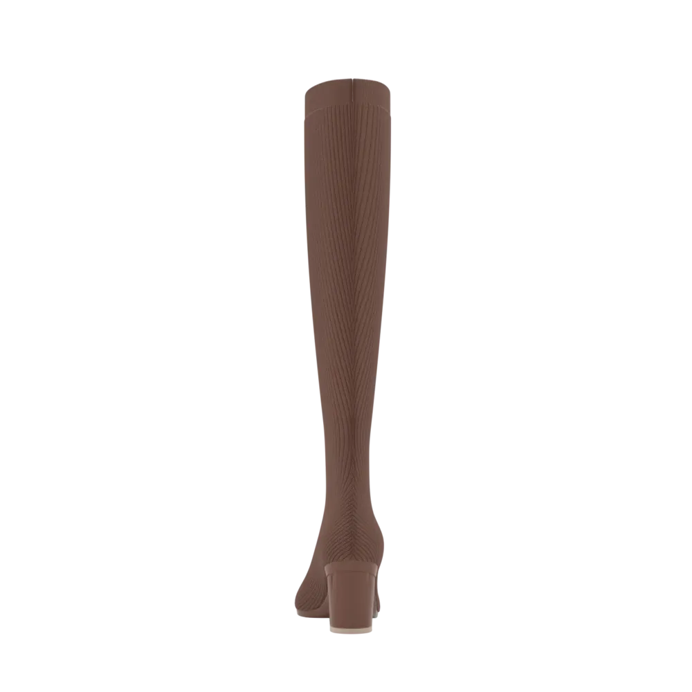 The Knee High Boot Walnut Knit   Block Heel Kit 3 Walnut - FINAL SALE