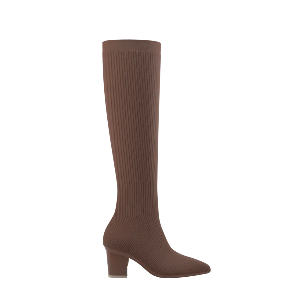 The Knee High Boot Walnut Knit   Block Heel Kit 3 Walnut - FINAL SALE