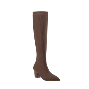 The Knee High Boot Walnut Knit   Block Heel Kit 3 Walnut - FINAL SALE