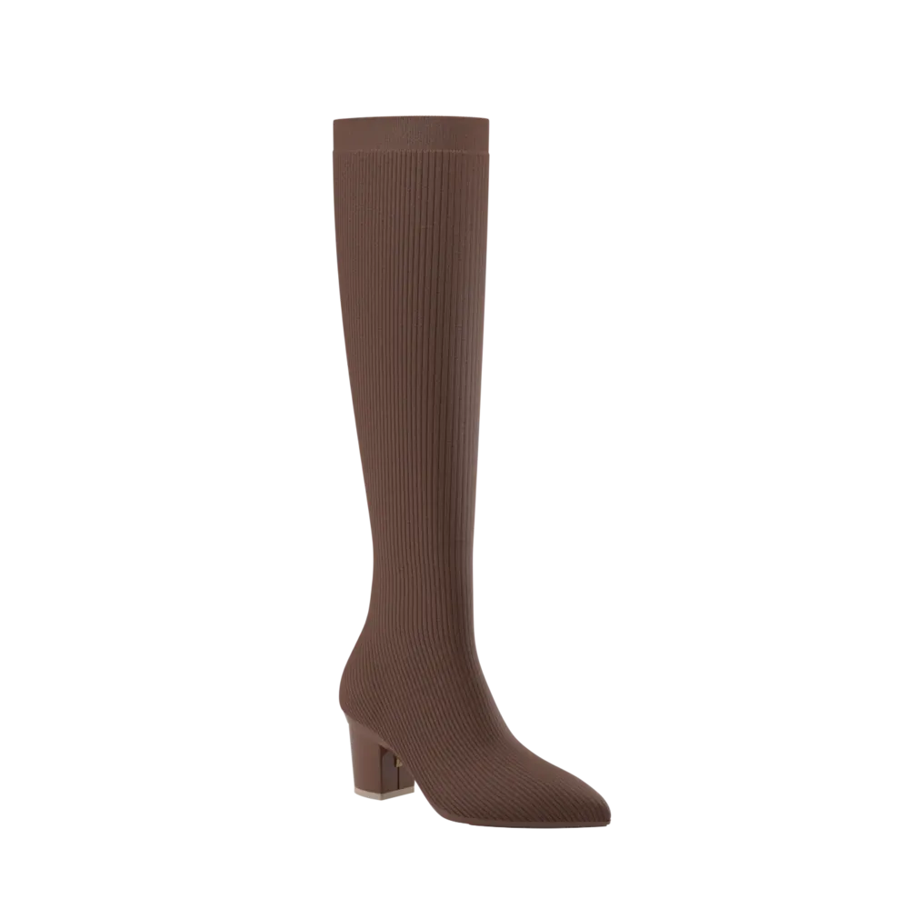 The Knee High Boot Walnut Knit   Block Heel Kit 3 Walnut - FINAL SALE