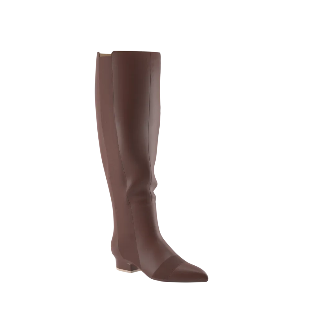 The Knee High Boot Walnut Leather   Stiletto Heel Kit 3 Walnut - FINAL SALE