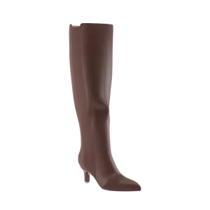 The Knee High Boot Walnut Leather   Stiletto Heel Kit 3 Walnut - FINAL SALE