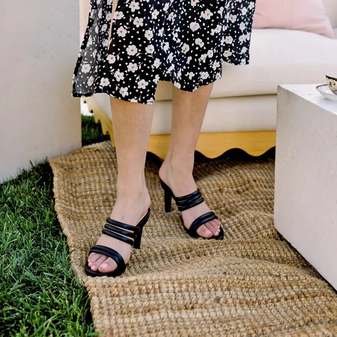 The Slide - Coal Vegan Leather Rope 3 Block - FINAL SALE