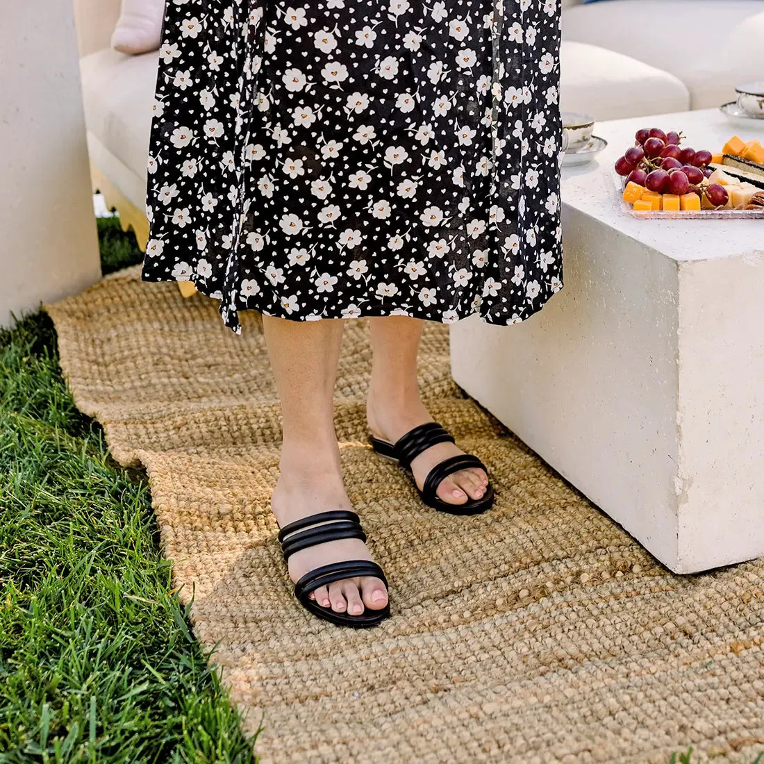The Slide - Coal Vegan Leather Rope 3 Block - FINAL SALE