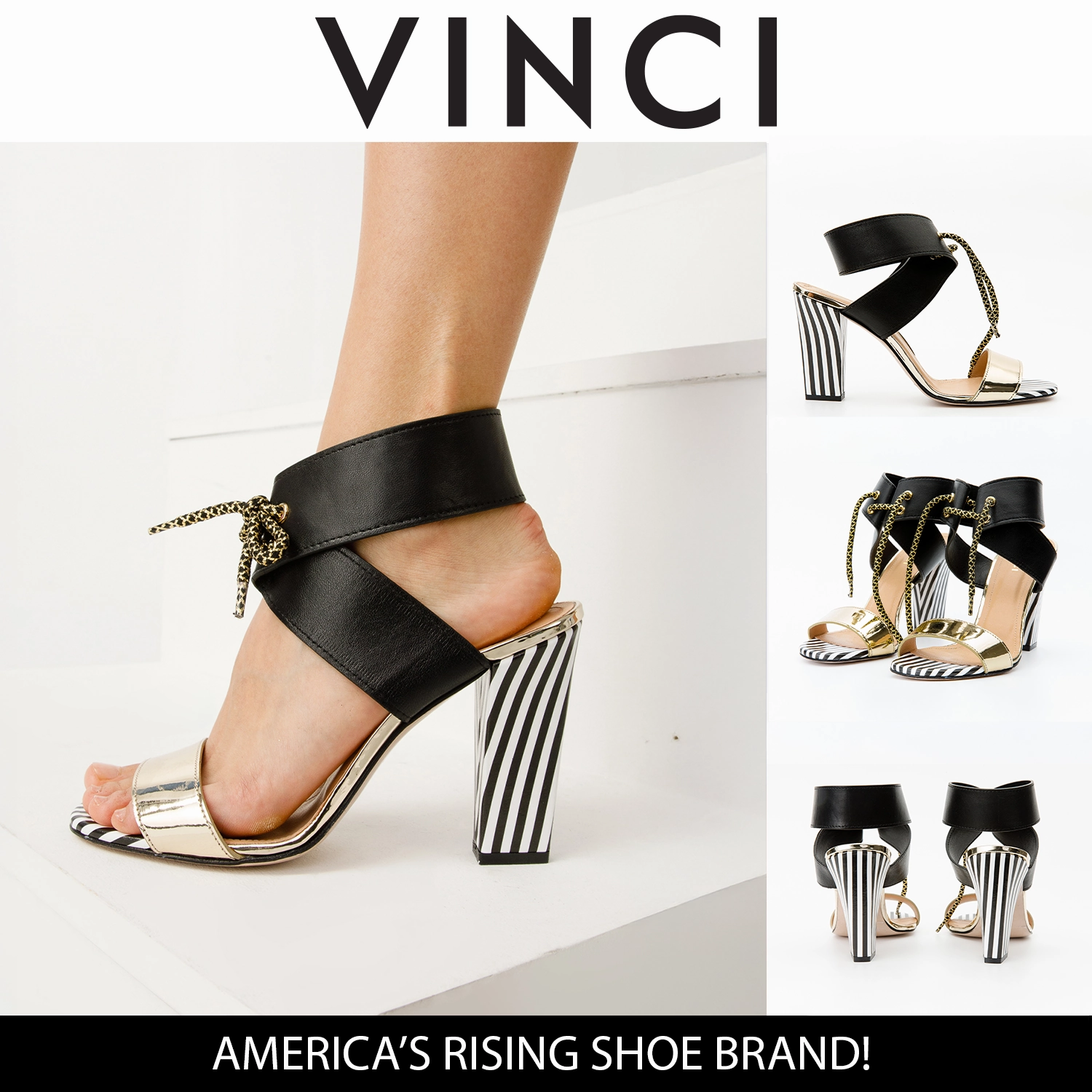 The Bloke Black Leather Ankle Strap Women Sandal