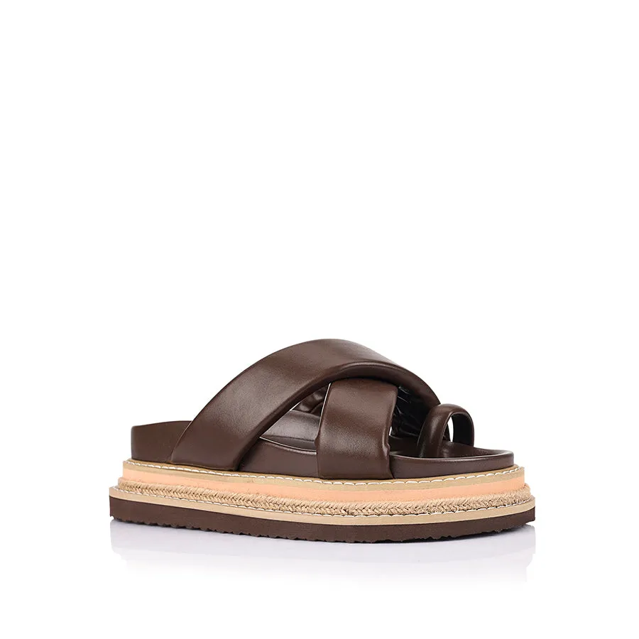 Thelma Flatform Slides - Chocolate Brown