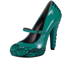 Turquoise Patent Corset heel