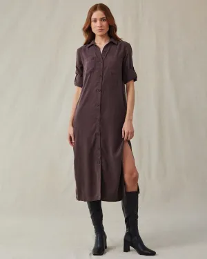 Western Yoke Duster Dress - Chestnut Brown